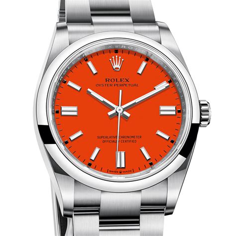 orange face rolex watch|rolex oyster perpetual dial colors.